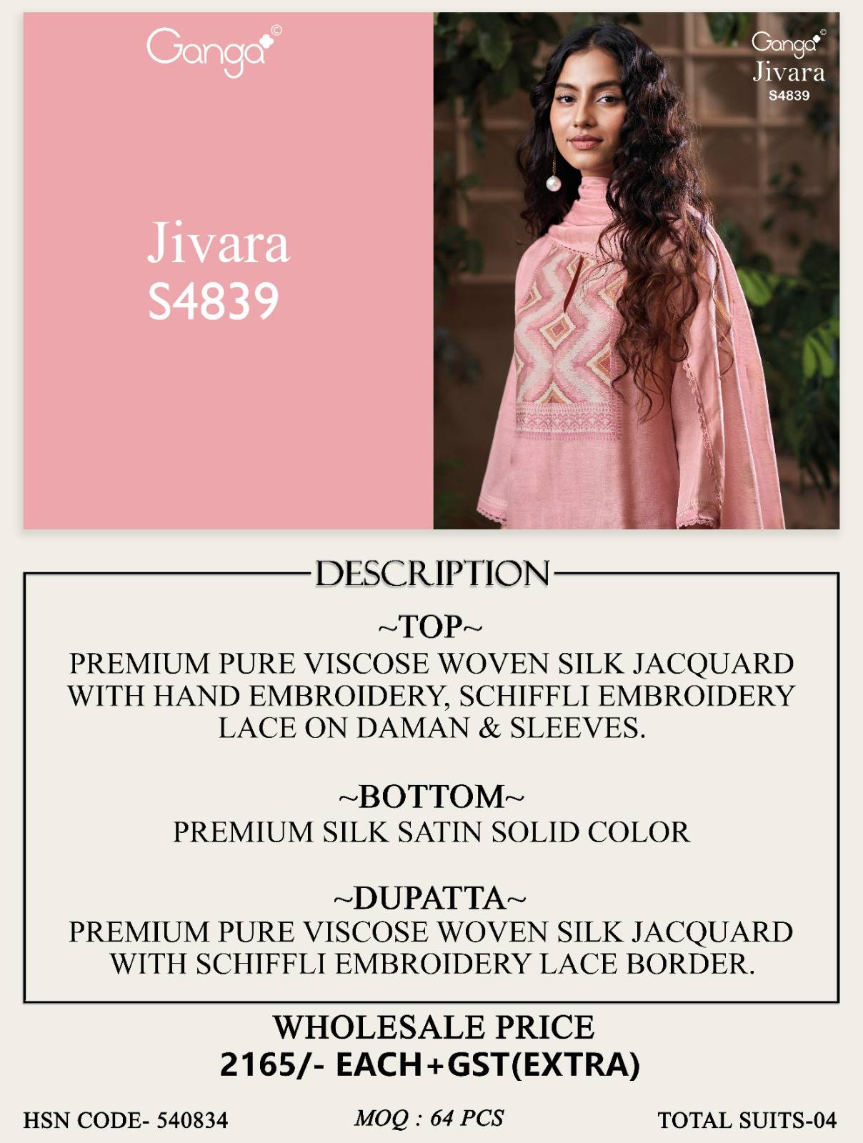 JIVARA 4839 Series By GANGA FASHION Stylish Beautiful Colourful Silk Dresses At Wholesale Price